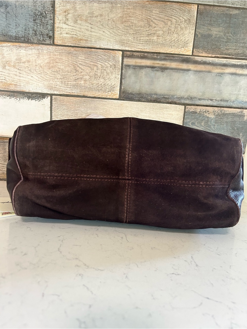 NWT Free People Suede Boxy Shoulder Bag in Espresso With Included Charm - Picture 13 of 16